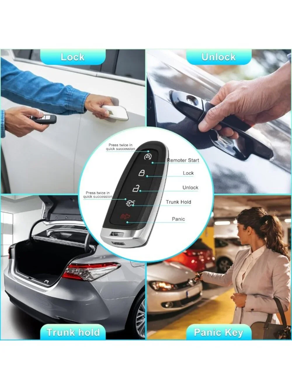 Smart Key Fob Case Cover for Ford Escape, C-Max, Focus SE - Keyless Entry